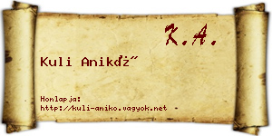 Kuli Anikó névjegykártya