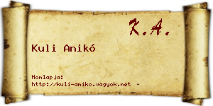 Kuli Anikó névjegykártya